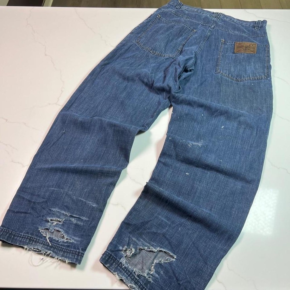 Y2K FUBU Baggy Blue Denim Jeans baggy‎ wide leg distressed skater